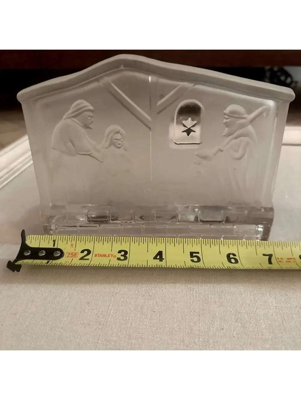 Vintage All the Trimmings embossed crystal nativity scene w silver star.